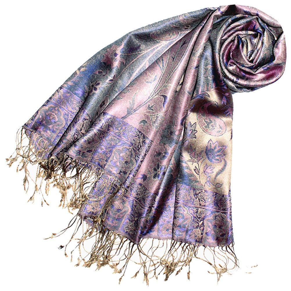 Lorenzo Cana Luxus Pashmina Damenschal Schaltuch jacquard gewebt 100% Seide 70 x 190 cm Paisley Must