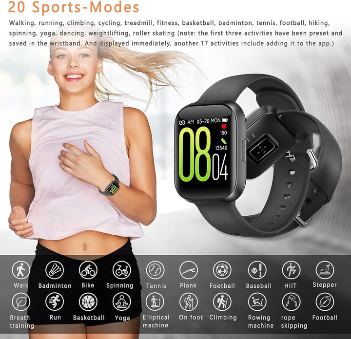 SUPBRO Fitness Tracker Smartwatch Wasserdicht IP68 Fitness Armband 1,54" Farbbildschirm Aktivitätstr