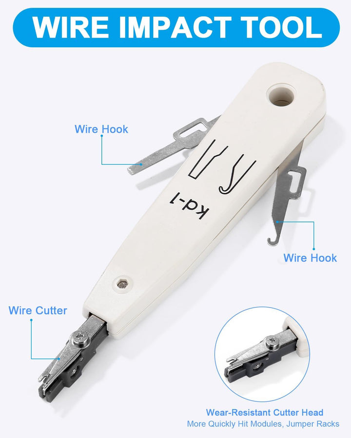 Netzwerk Werkzeug Set Pass Through RJ45 Crimpzange Cat5 6 7 mit Tester | Abisolierzange + 50x Cat6 S
