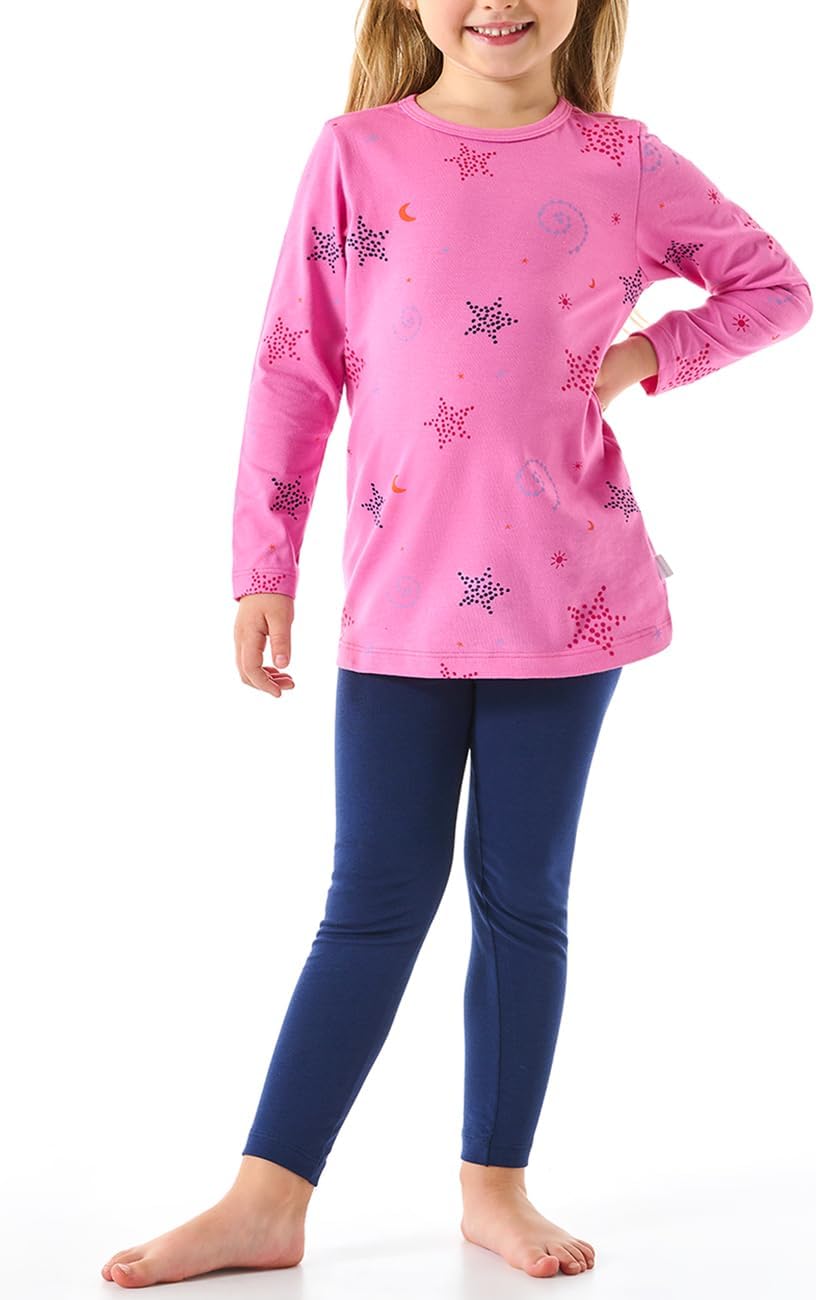 Schiesser Mädchen Schlafanzug Nachthemd mit Leggings lang - 100% Organic Bio Baumwolle - Grösse 92 b