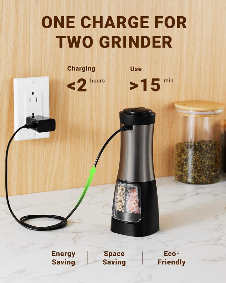 Sangcon 2 in 1 Salz und Pfeffermühle Elektrisch, Pfeffermühle USB-Aufladbarer,Automatische Einhandbe