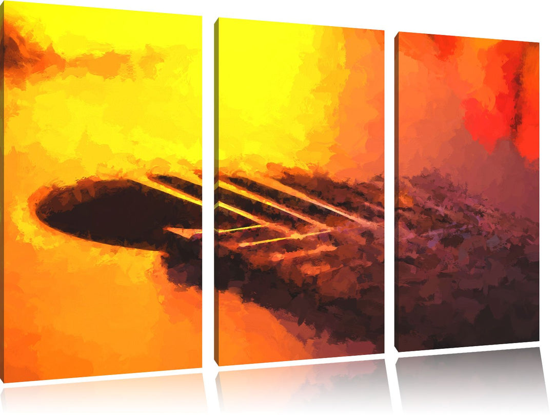 Pixxprint Gitarre als Leinwandbild/Grösse: 3 Teilig (120x80 cm) cm/Wandbild/Kunstdruck/fertig bespan