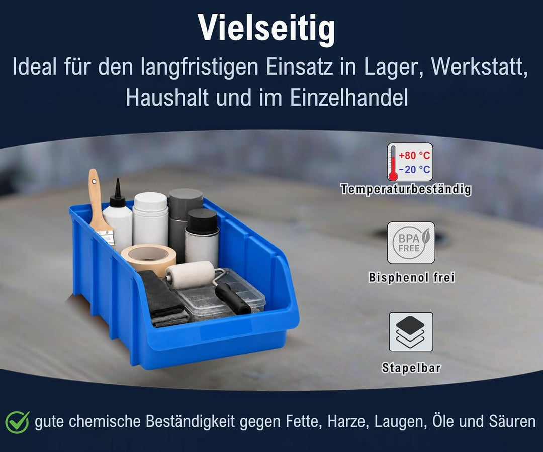 hünersdorff 7 x Sichtbox Stapelbox Lagerbox in Grösse 5, aus Polypropylen, hohe Formstabilität und B