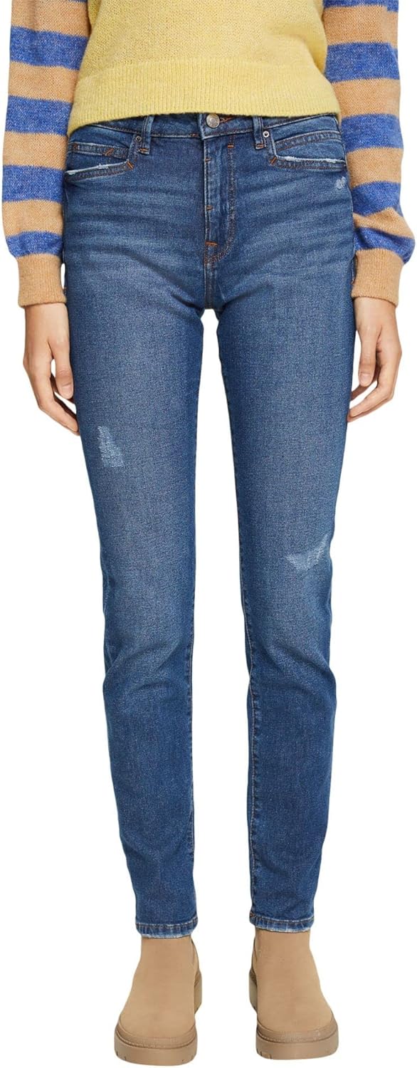 ESPRIT Stretch-Jeans in Destroyed-Optik 26W / 30L Blue Medium Washed, 26W / 30L Blue Medium Washed