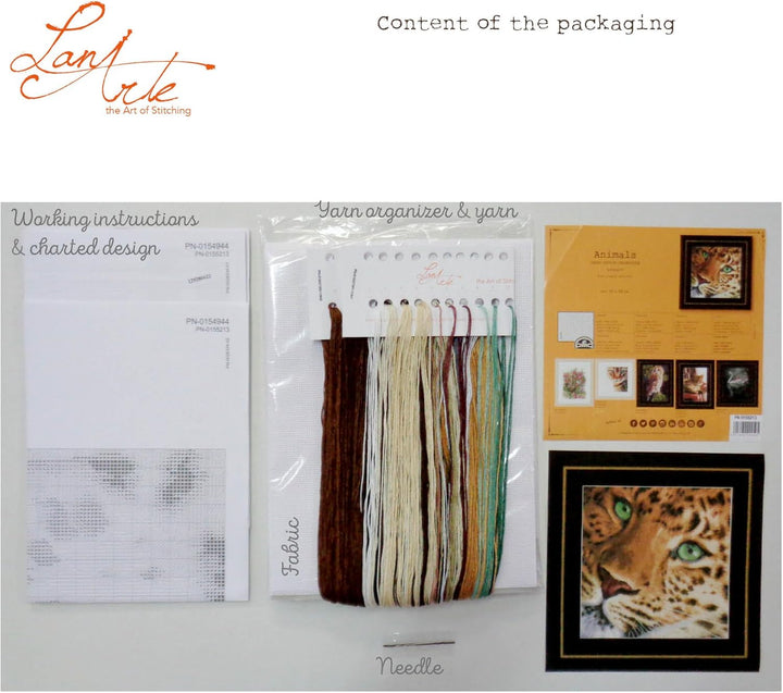 Lanarte Zählmusterpackung Leopard Aida Kreuzstichpackung, Baumwolle, Mehrfarbig, 35 x 34 x 0.3 cm, L