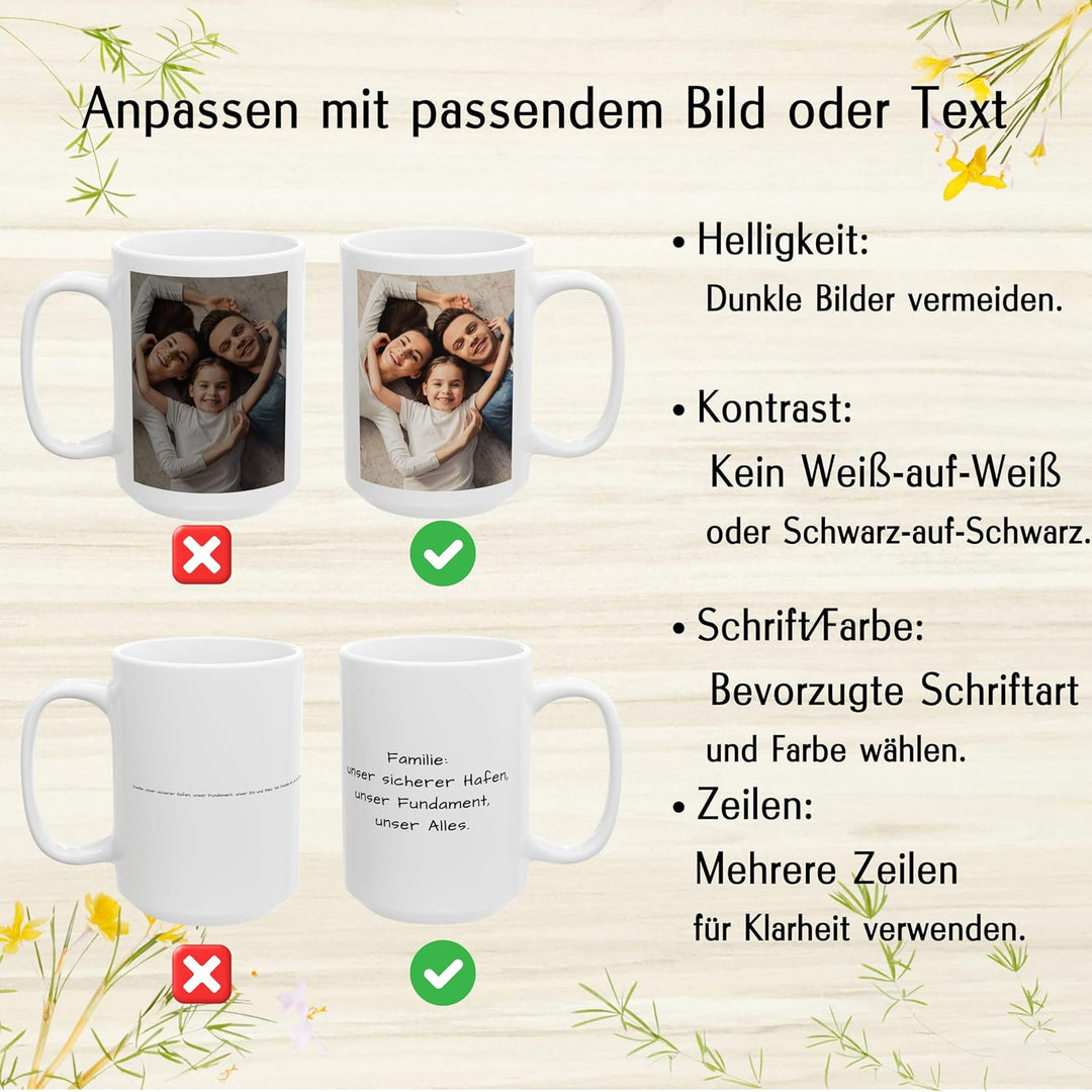 Individuelle Tasse mit Bild oder Text Ihrer Uploads, personalisierte Tasse, mikrowellen- und spülmas