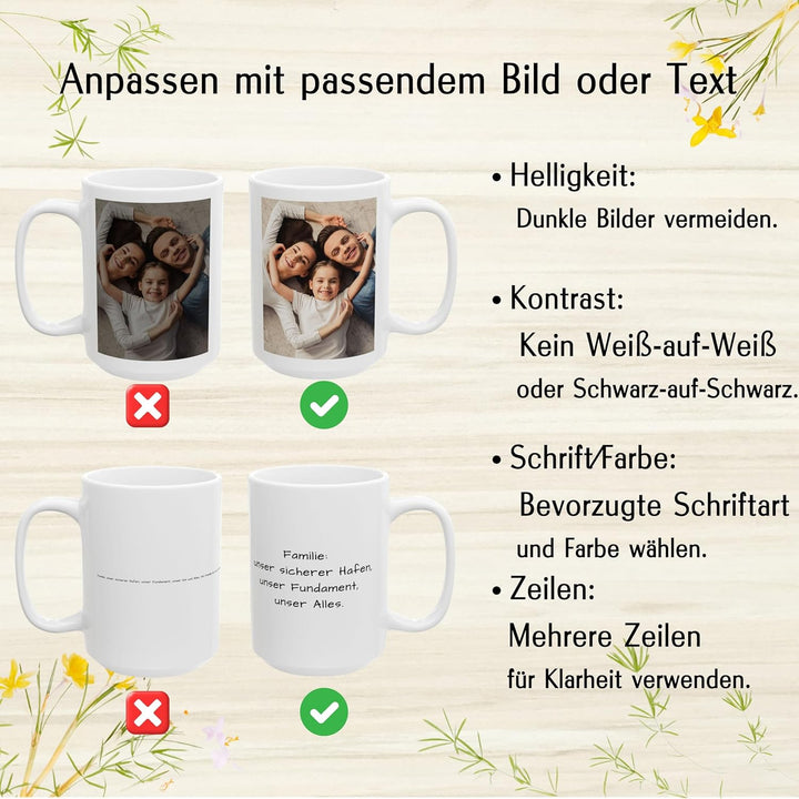 Individuelle Tasse mit Bild oder Text Ihrer Uploads, personalisierte Tasse, mikrowellen- und spülmas