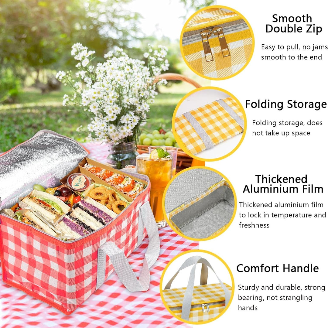 Huakaile Isolierte Picknickkörbe, 35 x 20 x 20 cm, mit Picknickdecke, 180 x 180 cm, tragbare, wasser