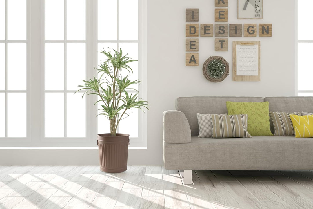 Retrodesign kleiner Mülleimer mit deckel Ascheeimer Mülltonne | Beige | Ø 29 cm, Höhe 31,5 cm, 18 Li