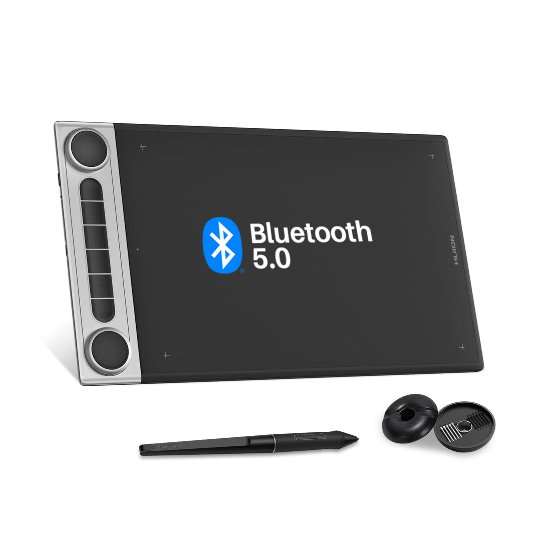 HUION Inspiroy Dial 2 Bluetooth Grafiktablett mit Doppelte Dial Controllern + 6 Programmierbaren Tas