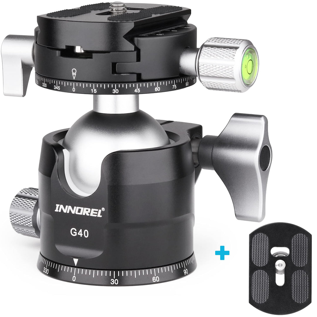 INNOREL G40 Low Profile Stativ-Kugelkopf Doppelter Panorama-Metall-Kamerastativ-Kugelkopf mit 1/4" A