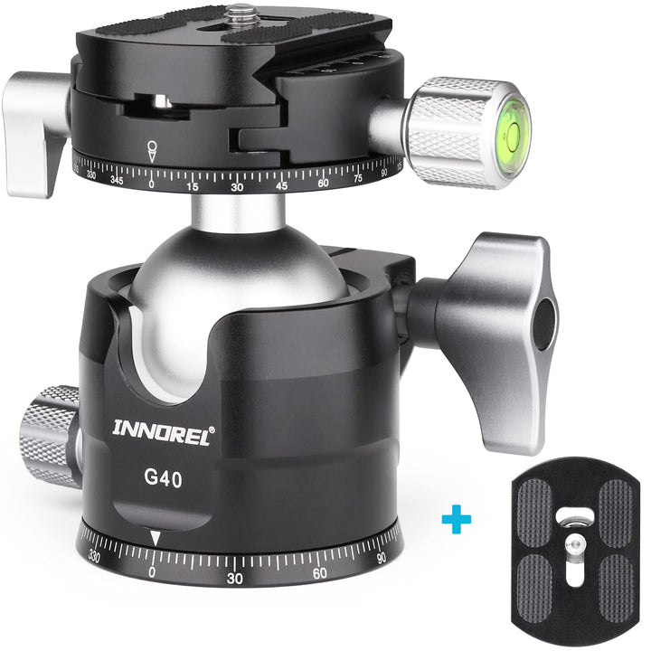 INNOREL G40 Low Profile Stativ-Kugelkopf Doppelter Panorama-Metall-Kamerastativ-Kugelkopf mit 1/4" A