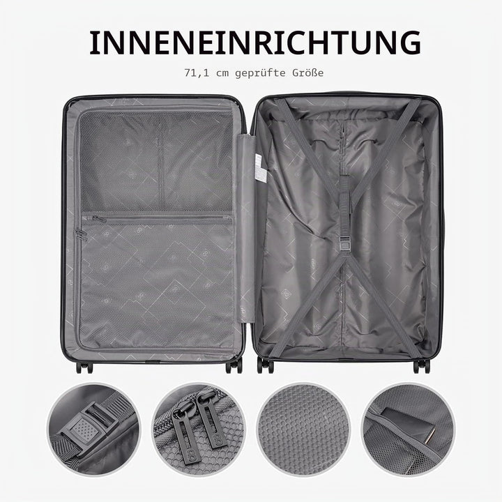 LEVEL8 Koffer Trolleys Handgepäck Hartschalenkoffer Rollkoffer Reisekoffer, TSA Blau 28‘’ 52*30*78CM
