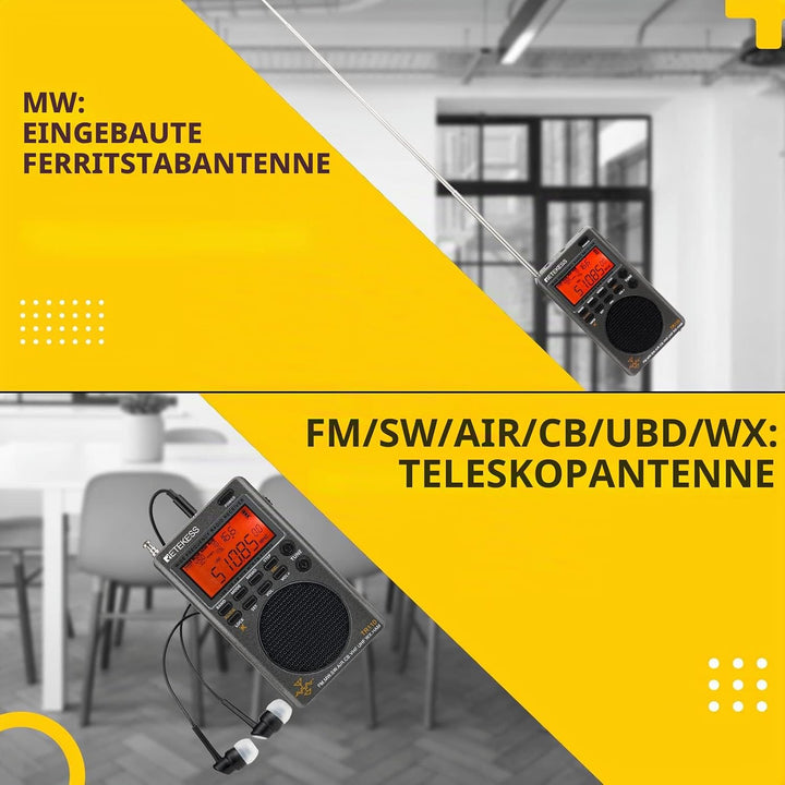 Retekess TR110 Tragbares Digitales Radio,FM MW SW SSB Air Band World Receives Radio,FM Stereo,Sleep