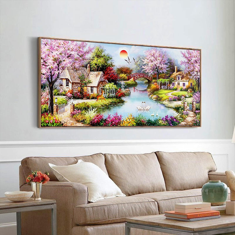 5D DIY Diamant Painting Bilder Gross Malerei Kit Sonne Landschaft Diamond Painting Stickerei Mosaik