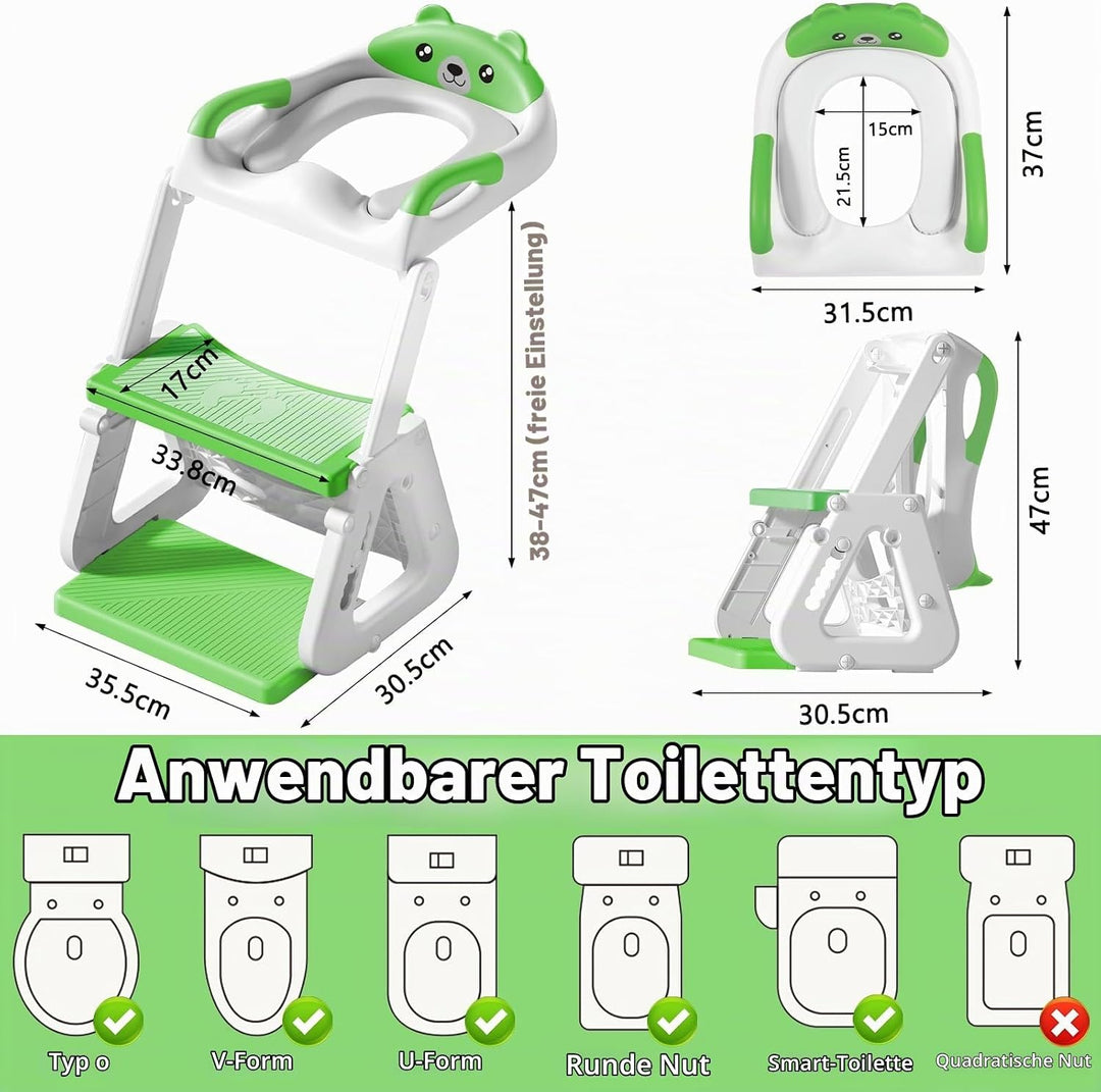 Toilettensitz Kinder mit Treppe,Kinder WC Sitz Toilette für Kinder mit Gepolstertem Sitz,Höhenverste