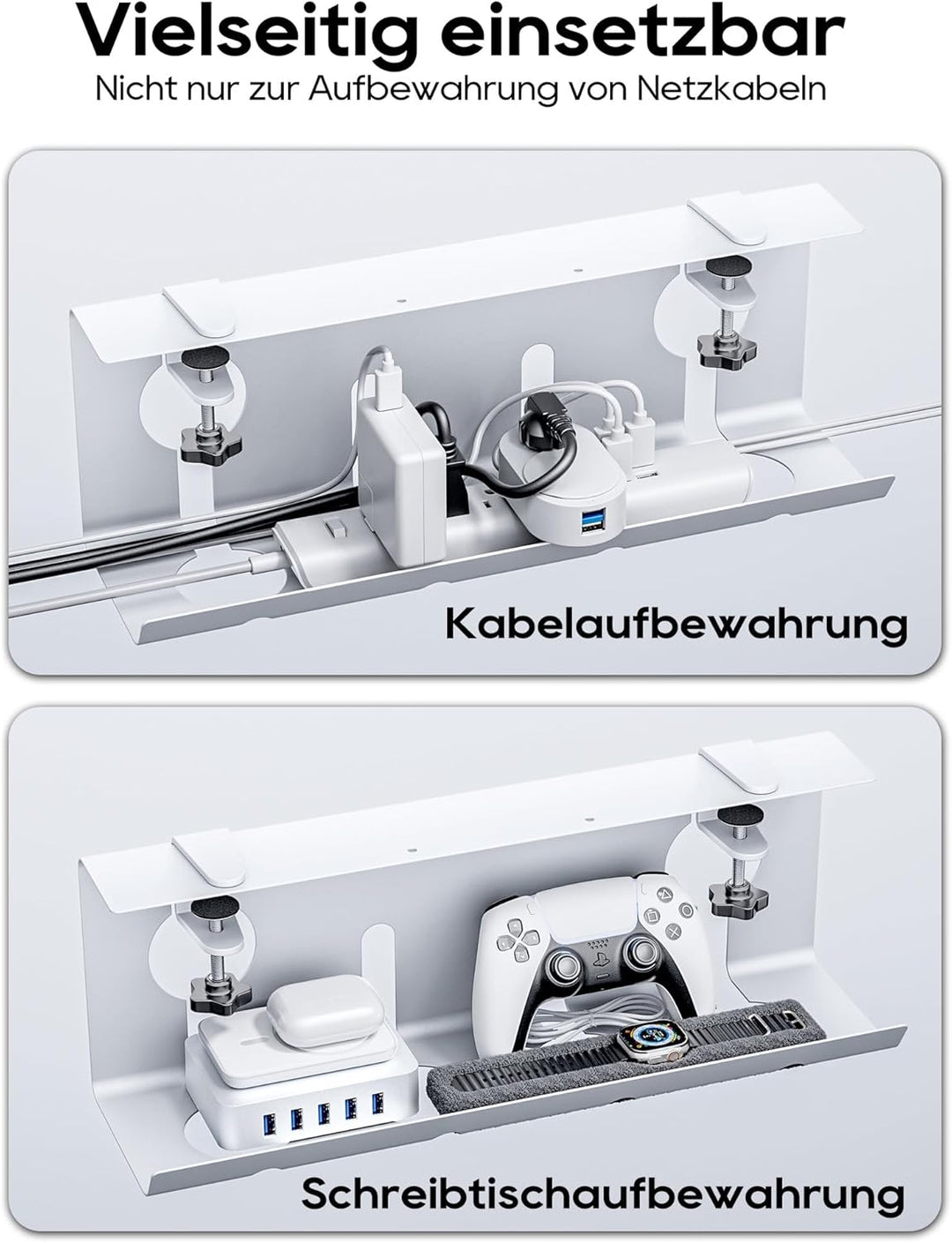 NODOCA Kabelmanagement unter dem Schreibtisch, Ohne Bohren Untertisch Kabelmanagement, Kabelkanal Sc