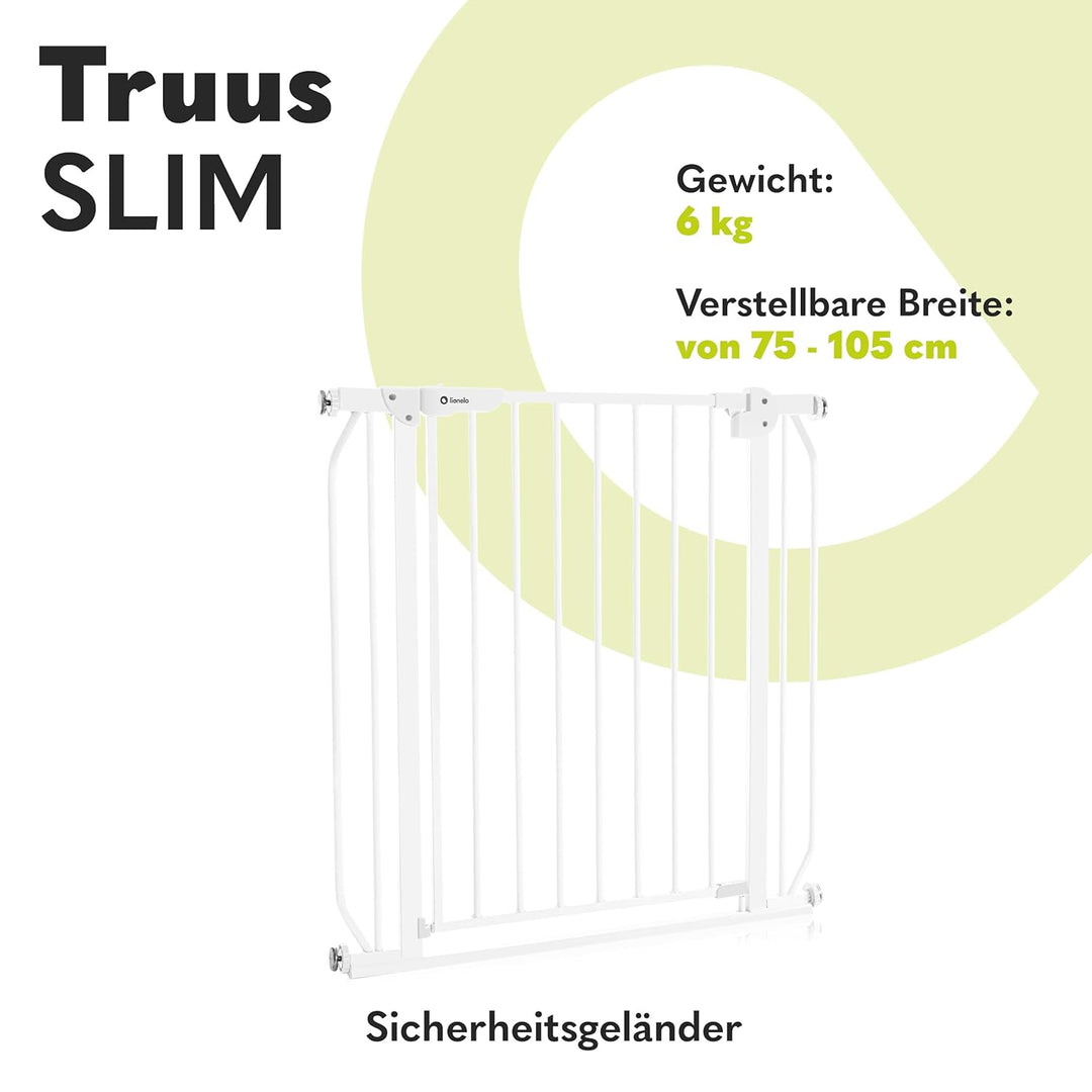 LIONELO Truus Slim Treppenschutzgitter, Ohne Bohren, Türschutzgitter, Baby Türgitter zum Klemmen, Me