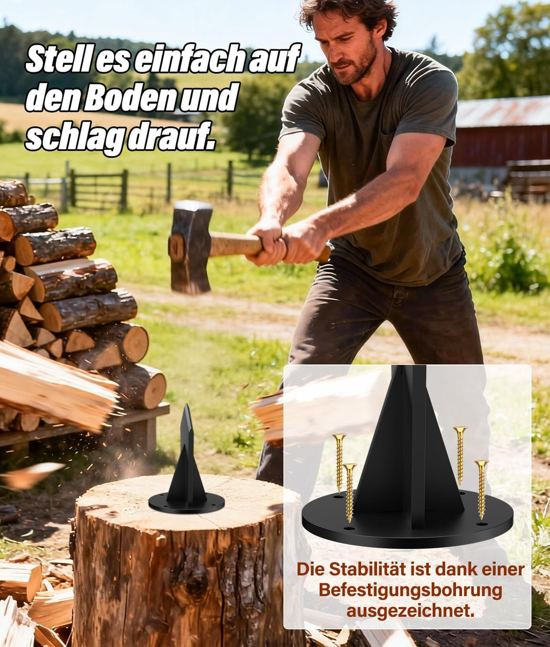 PAHTTO Holzspalter manuell, robuster Anzündholz Spalter aus Kohlenstoffstahl, Spalter Holz Wood Spli