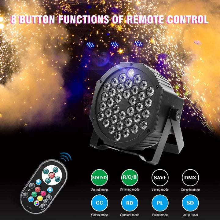 4 Stück 36 LED Par Scheinwerfer mit Bag, RGB Bühnenlicht DMX Disco licht mit Fernbedienung, Effektst