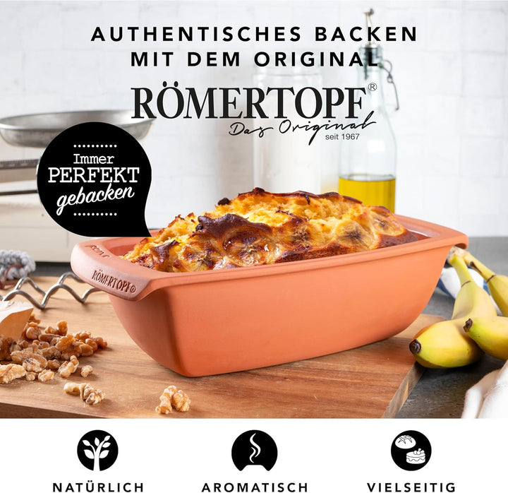 RÖMERTOPF Brotbackform aus Keramik Kastenform für 1Kg Backgut 31,5cm Brottopf zum Backen von Brot &