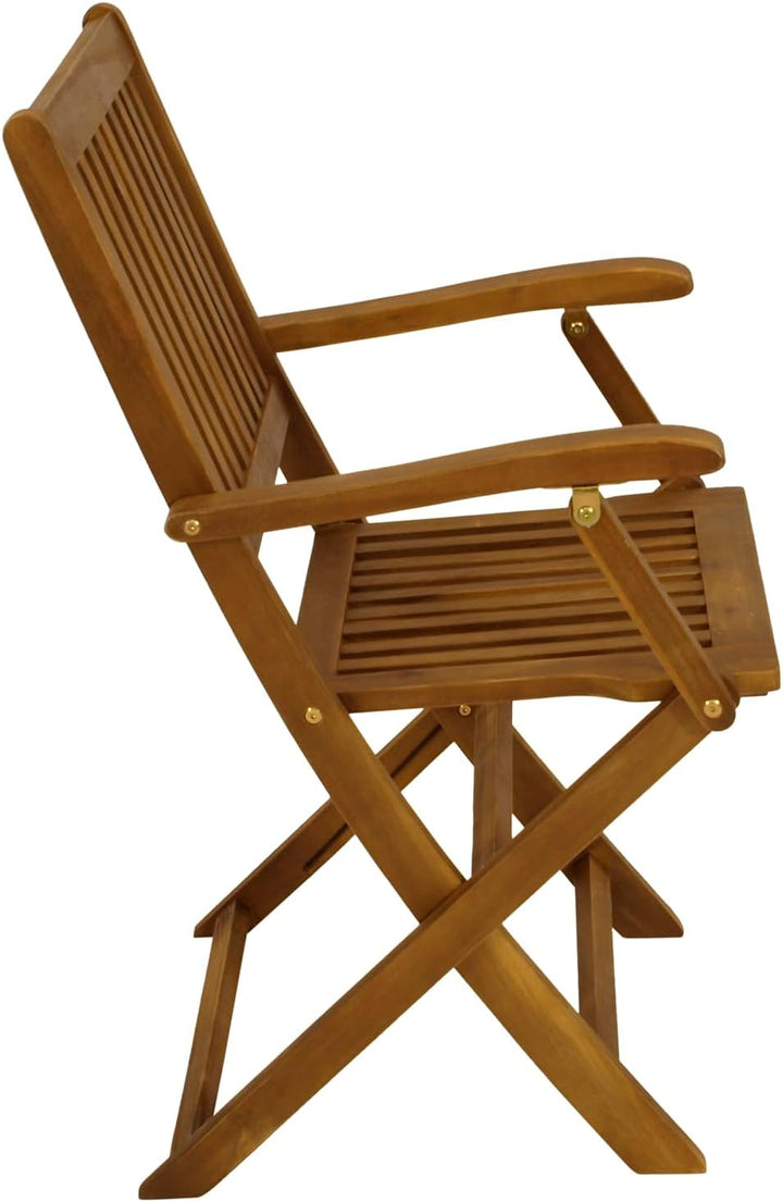 DEGAMO Gartenstuhl Klappstuhl Benita mit Armlehnen, Holz Akazie braun geölt, FSC®-Zertifiziert, Outd