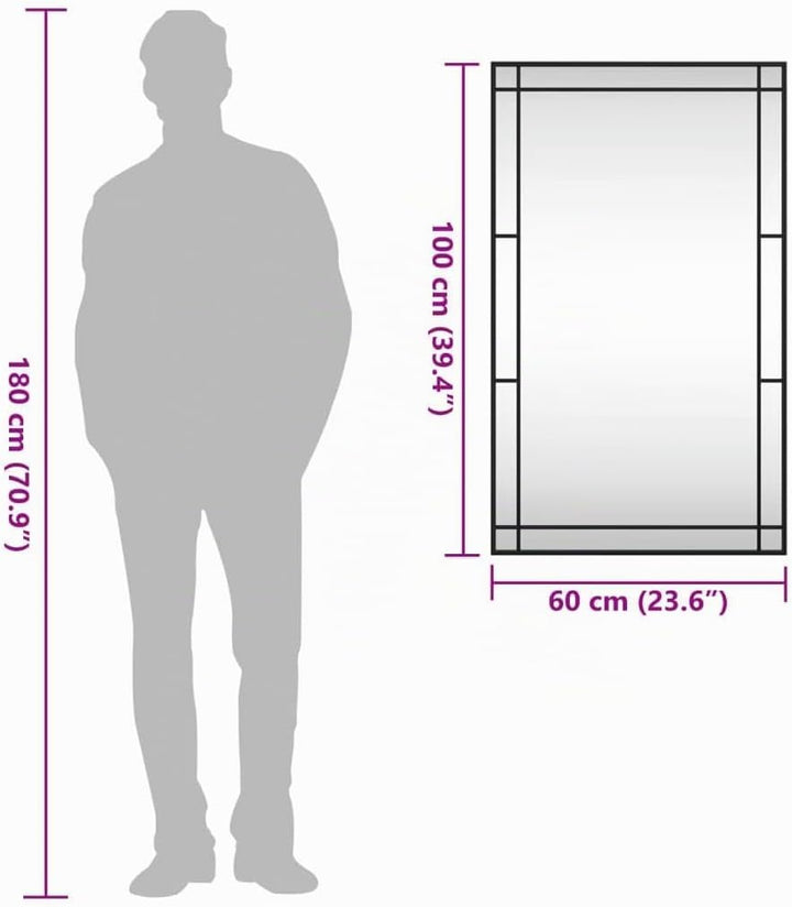 vidaXL Wandspiegel, Hängend Rechteckig Spiegel Badspiegel, Fensterspiegel für Badezimmer Wohnzimmer,