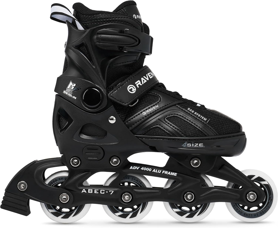 Raven Pulse Black/Mint 2in1 Verstellbare Schlittschuhe und Inline Skates - Inliner für Kinder und Er