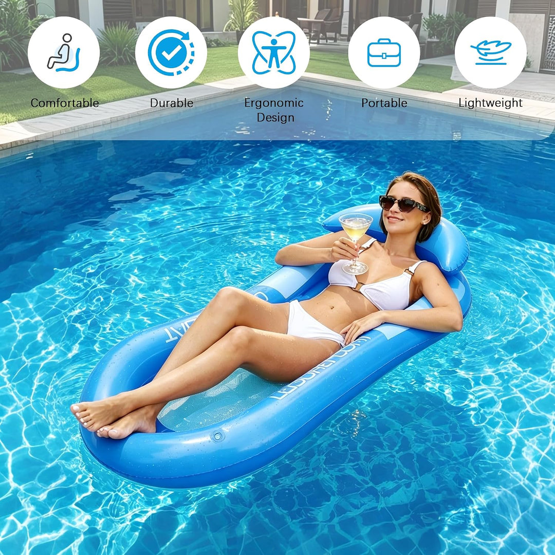 Aufblasbare Wasser Hängematte Luftmatratze Liege mit Netz, Pool Hängematte mit Mesh, Wasser Bett sch