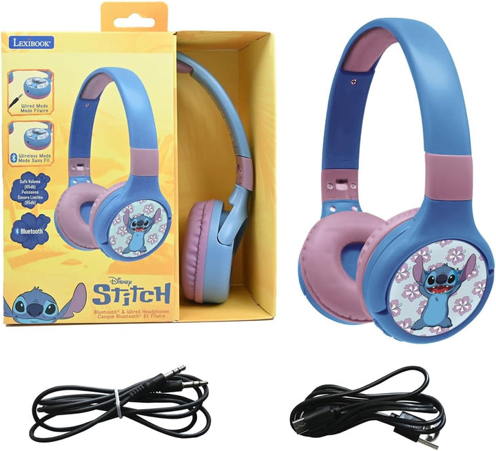 Lexibook - Disney Stitch - 2-in-1 Bluetooth- und kabelgebundene Kopfhörer mit Mikrofon und Steuerung