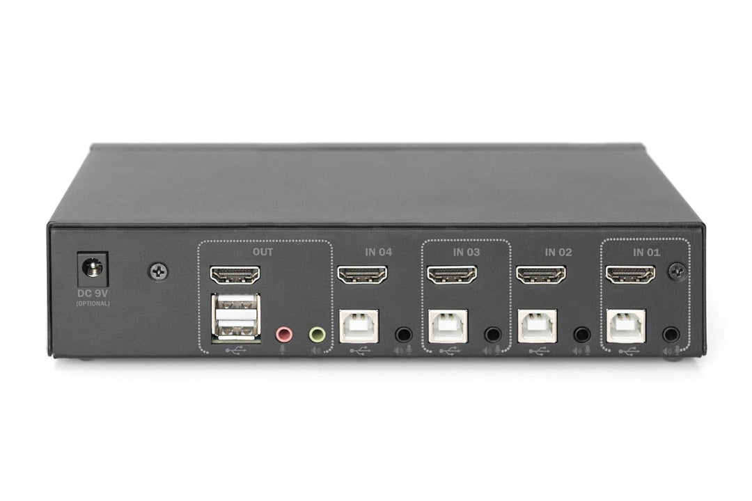 DIGITUS KVM-Switch HDMI – 4-Port Single-Display – 4 PC 1 Monitor – 1x Maus, Tastatur & Audio für 4 C