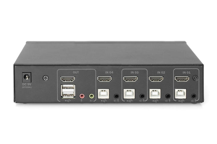 DIGITUS KVM-Switch HDMI – 4-Port Single-Display – 4 PC 1 Monitor – 1x Maus, Tastatur & Audio für 4 C