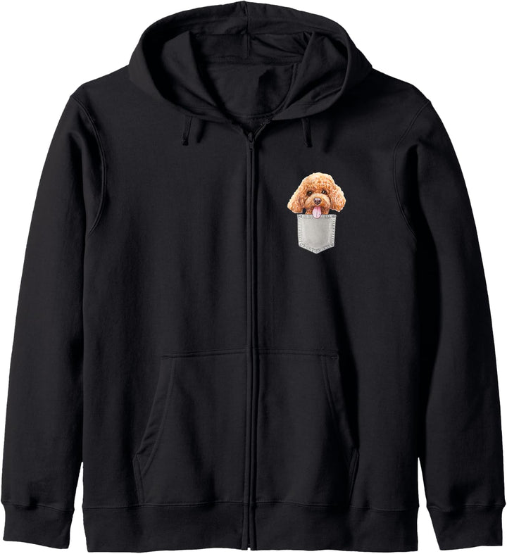 PUDEL Hund in Brusttasche Dog In A Pocket Geschenk Kapuzenjacke