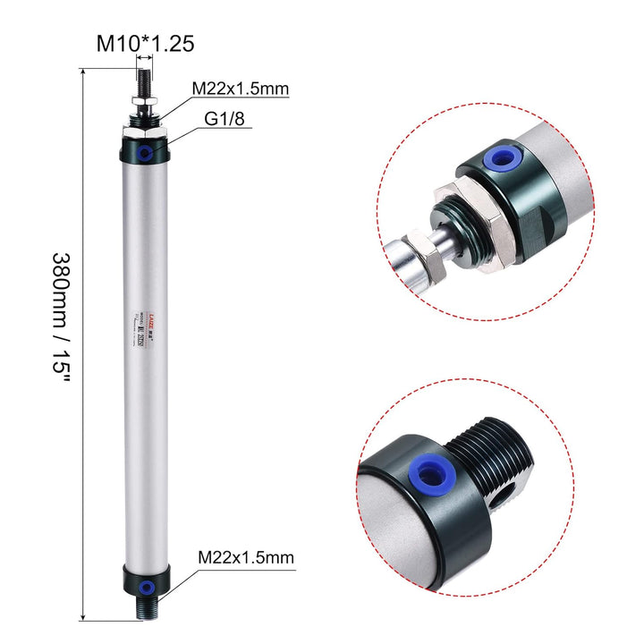 sourcing map Pneumatikzylinder MAL25X250 25mm 250mm mit Y Stecker 4Stk Schnellmontage Set