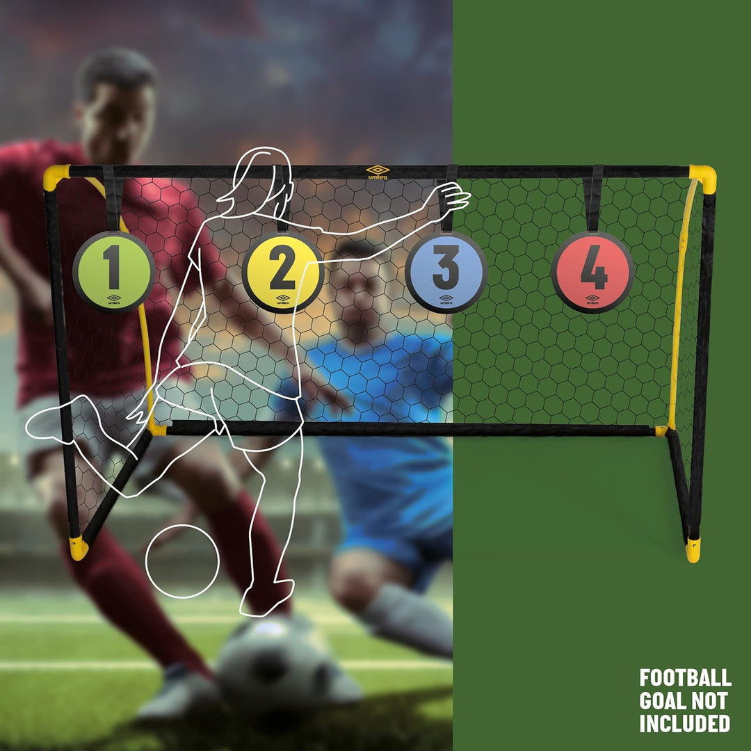 Umbro Fussball Ziele – 4 Scheiben – ⌀ 21 cm – Zuggenauigkeit und Reaktionszeit – Grün/Gelb/Blau/Rot