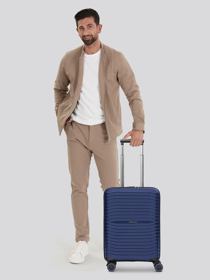Stratic Shine Handgepäck Koffer & Trolley | Ausgestattet mit 4 360° drehbare Rollen, arretierbarer G