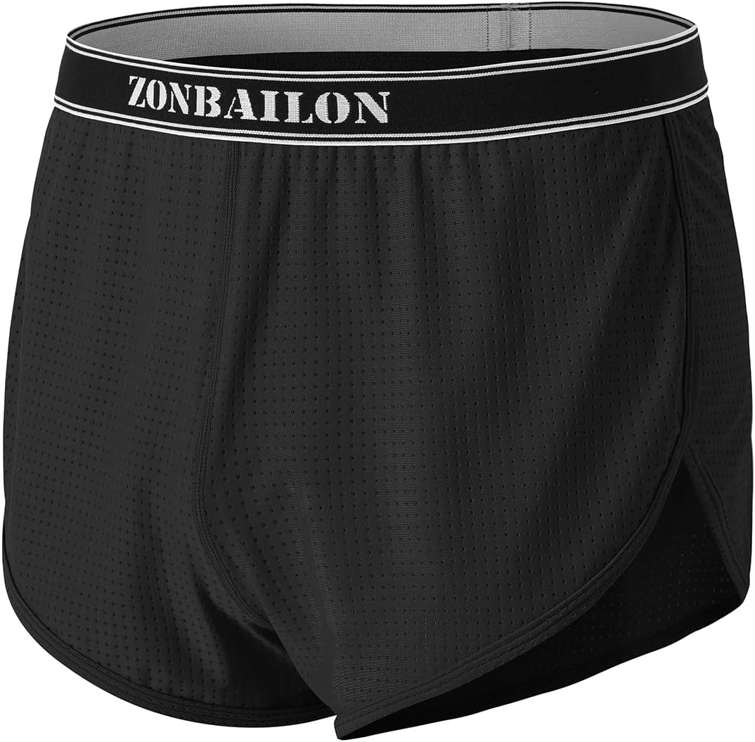 BIATWOWR Herren Transparent Sexy Boxershorts Männer Atmungsaktiv Bequem Unterhose Seitlichem Schlitz