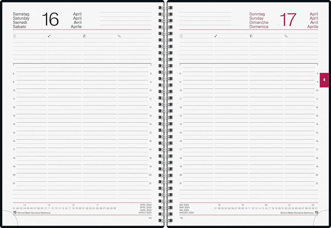 rido/idé Tageskalender Modell Conform 2024 1 Seite = 1 Tag Blattgrösse 21 x 29,1 cm schwarz