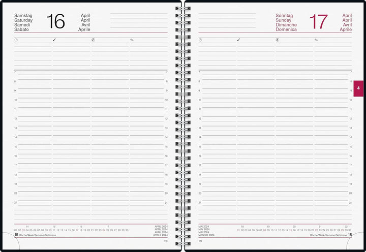rido/idé Tageskalender Modell Conform 2024 1 Seite = 1 Tag Blattgrösse 21 x 29,1 cm schwarz