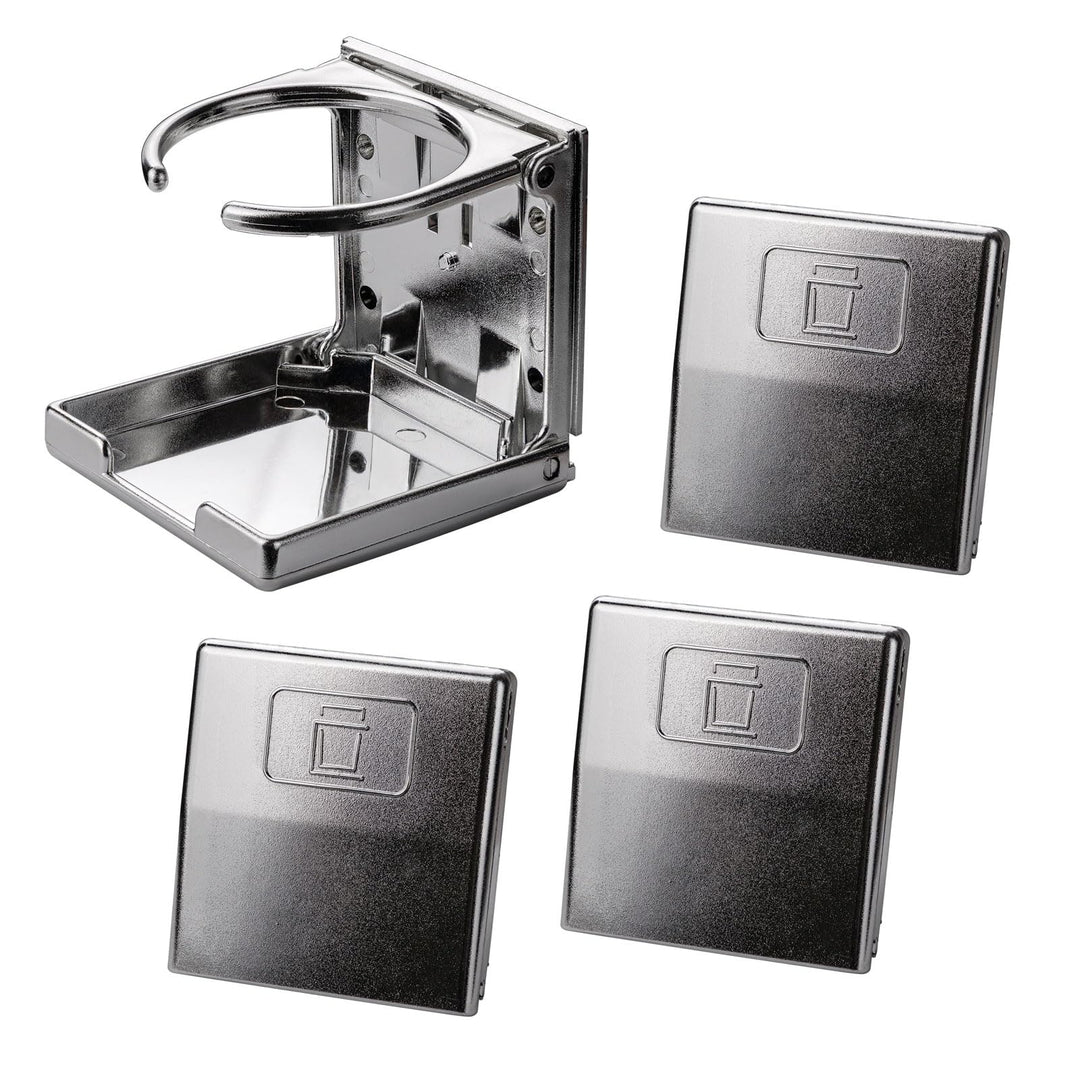 DEMA 4 x Getränkehalter Flaschenhalter Dosenhalter Set Chromoptik für Tischfussball Kicker