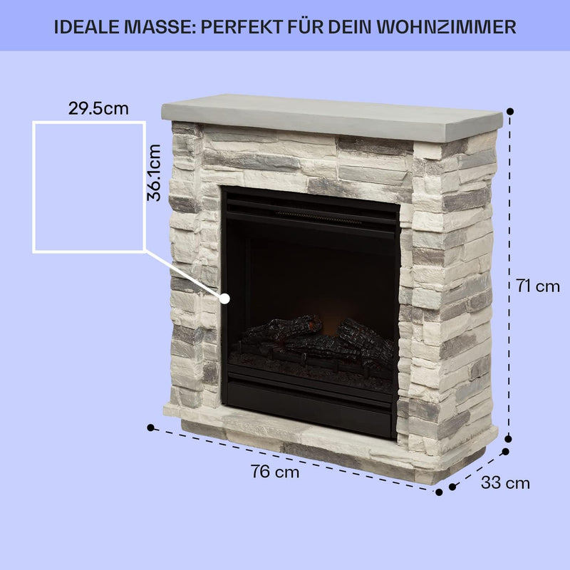 Klarstein Elektrokamin, Elektro Heizungen für Wohnzimmer & Innenräume, Elektrischer Kamin mit LED, K