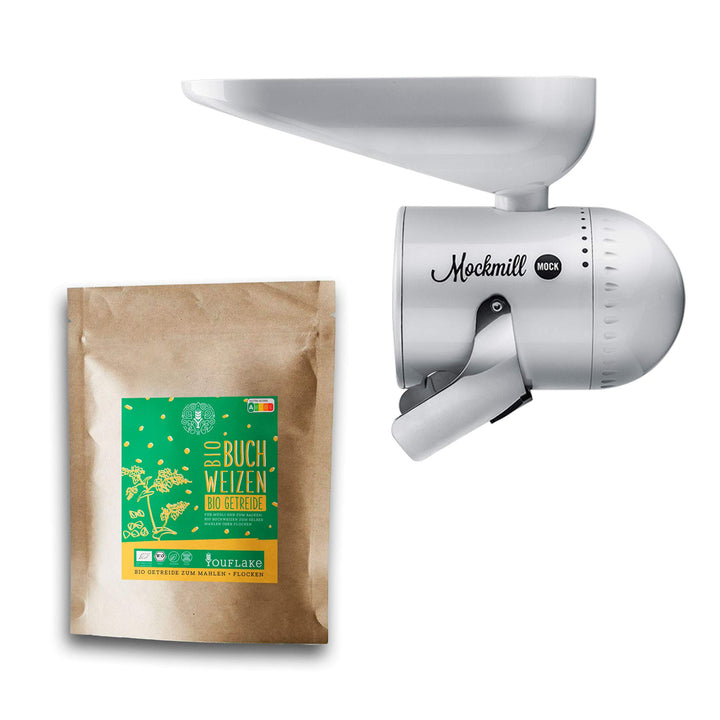 Mockmill Mahlaufsatz für KitchenAid | frisches Mehl | Made in Germany |+ 2,5 kg Bio Buchweizen