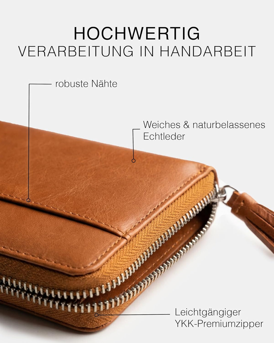 FEYNSINN Berlin Geldbörse Damen Stars aus Nappa-Leder I Portemonnaie gross für Damen I Geldbeutel ha