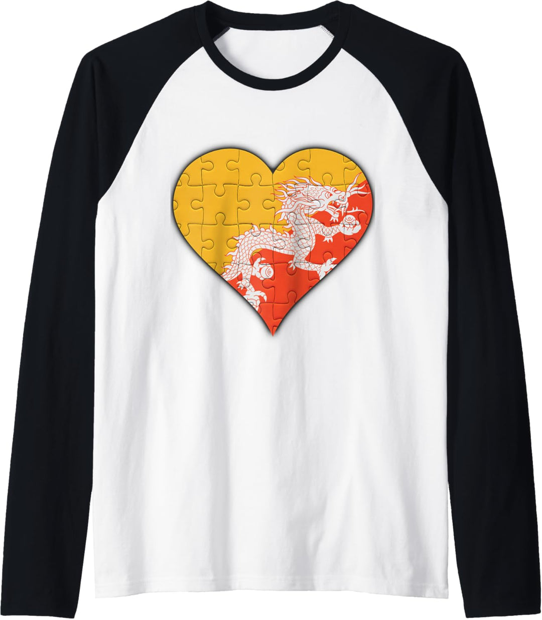 Bhutan Bhutanische Flagge Herz Raglan