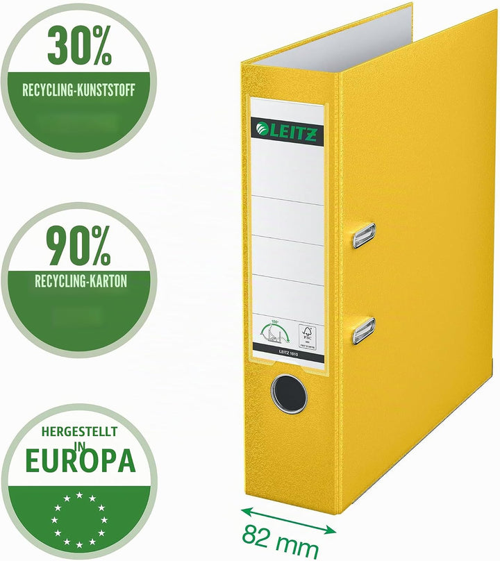 Leitz Qualitäts-Ordner 180° Plastik, 3er Pack, das Original, A4 Aktenordner 8 cm breit, 90% Recyclin