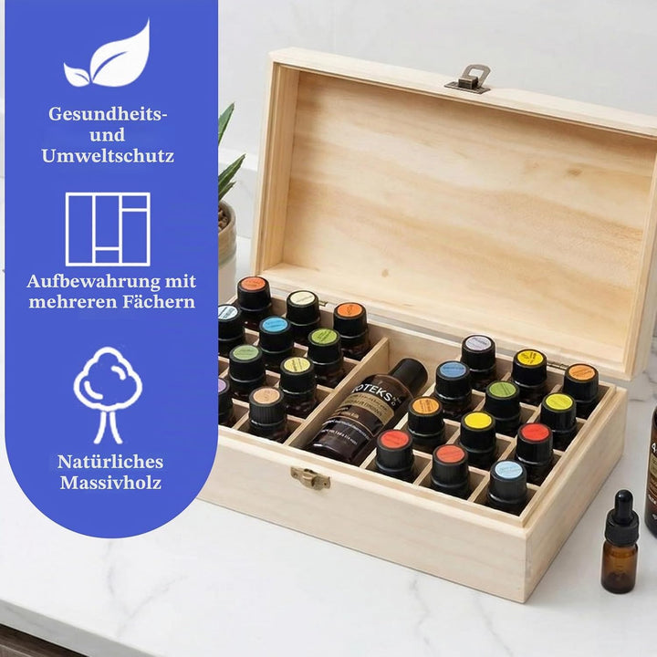 Ätherische Öle Aufbewahrung, Box für Ätherische Öle, 25 Löcher Ätherisches Öl Box Aus Holz, mit Kost