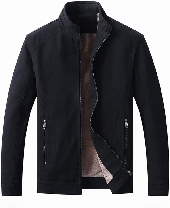 Fleece Cardigan Zip Jacke Herren Winterjacke Lässiger Stehkragen Warm Plus Samt Dicker Mantel aus re