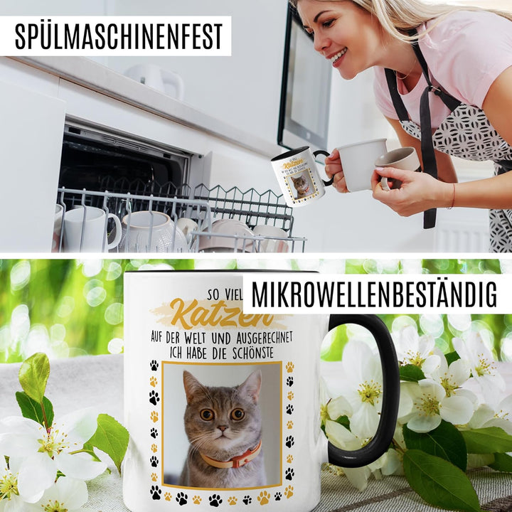 Tasse Katze personalisiert Geschenk So viele Katzen und ich habe die schönste, Kaffeetasse eigenes B