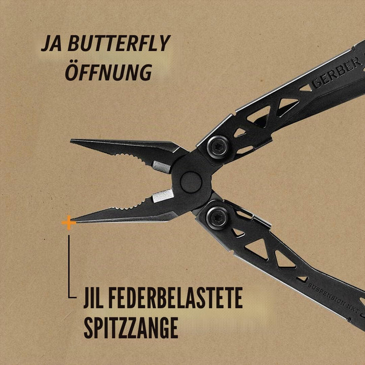 Gerber Multi-Tool mit Gürtel-Clip und 15 Funktionen, Suspension NXT, Gewicht: 190 g, Länge geschloss