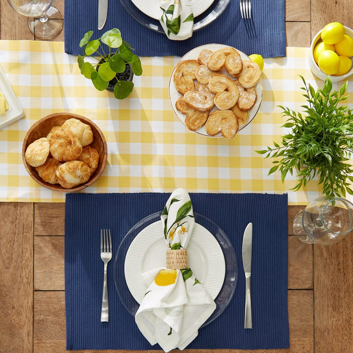 DII Basic Everyday Tischset aus 100% Baumwolle, gerippt, 33 x 48 cm, maritimblau, 6 Stück Nautisches